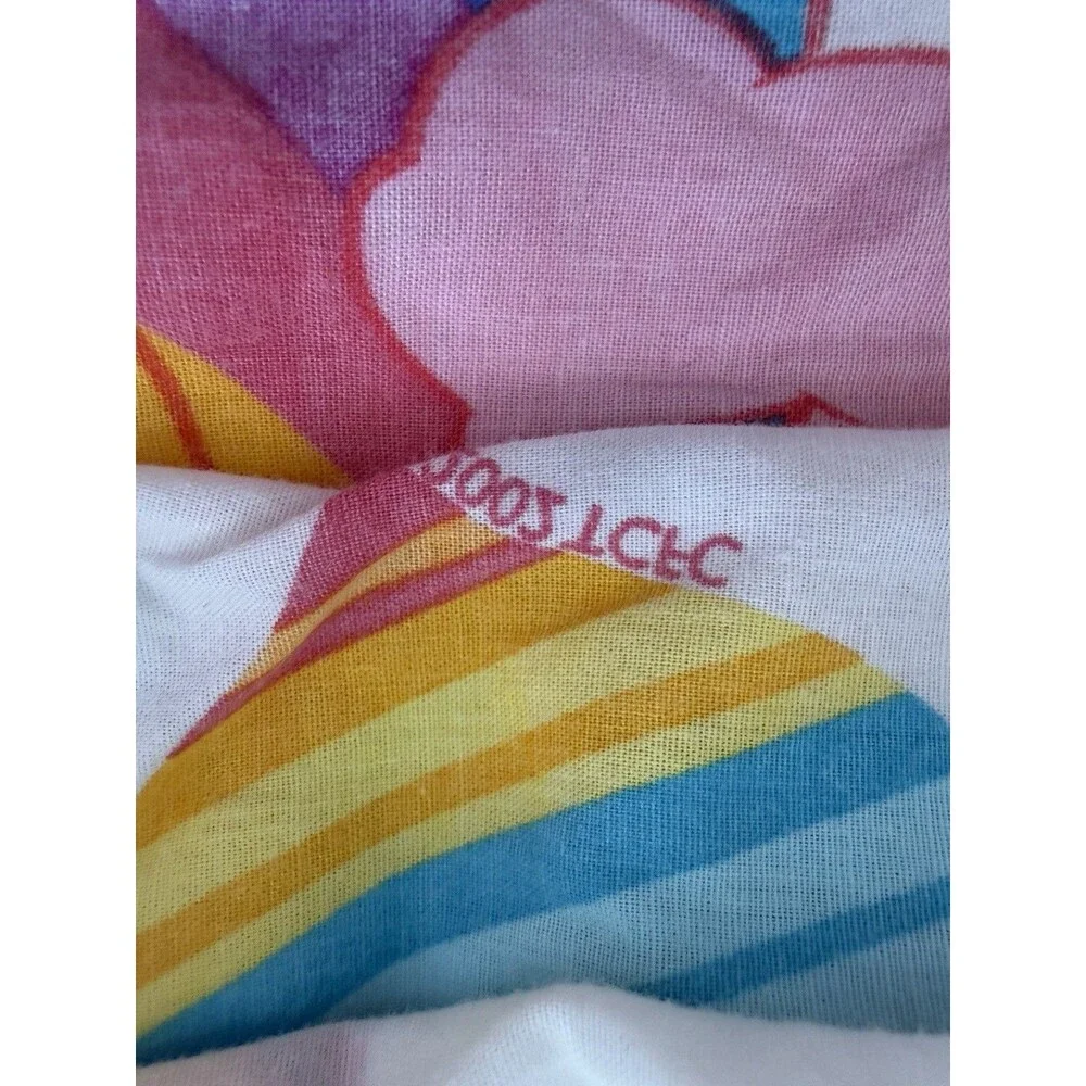 Care Bear Twin sheet set fitted flat pillowcase Used Heart sweet treats 2002 VTG